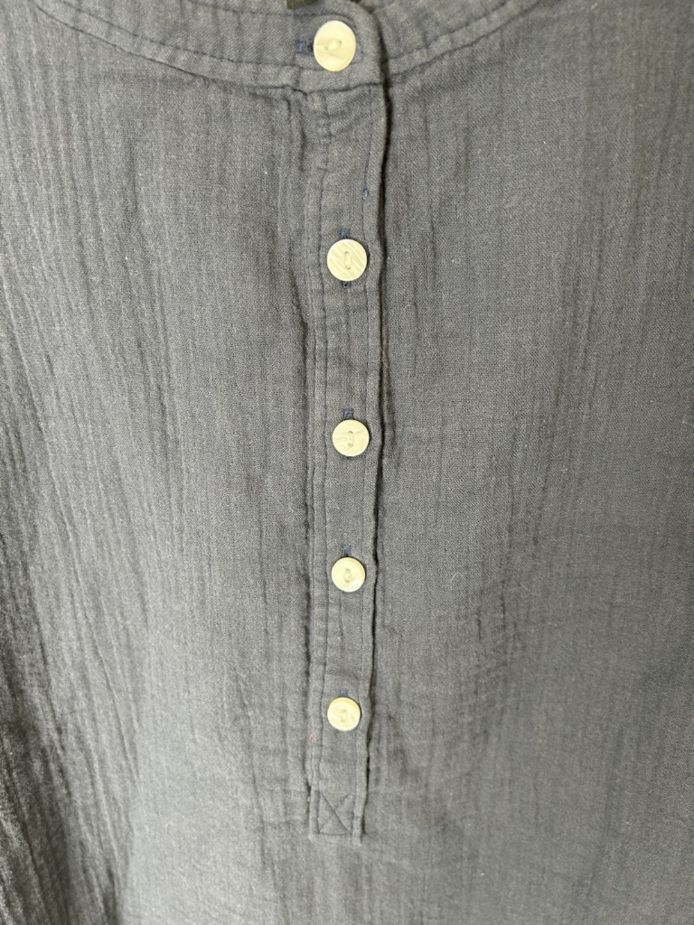 QUINCE 100% Organic Cotton Gauze Roll Sleeve Shirt Indigo Blue Size 3X - Picture 9 of 16